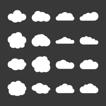 Vector clouds icons in white over gray Stock Illustration
