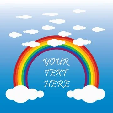 Vector clouds with a rainbow for design and place for text. Stock-Illustration
