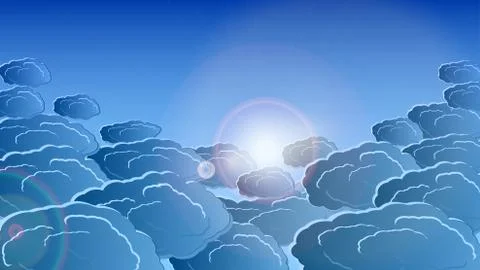 Vector clouds in the rays of white light. EPS 10. Illustrazione stock