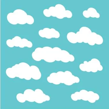 Vector clouds set isolated on blue sky background Illustrazione stock
