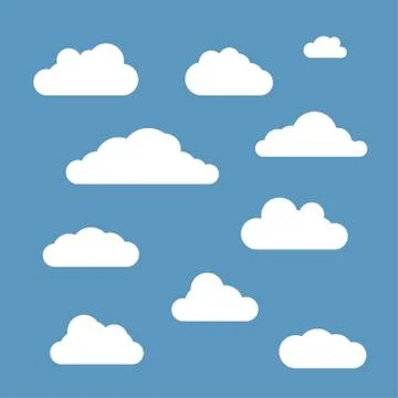 Vector clouds set isolated on blue sky background Stock Illustration