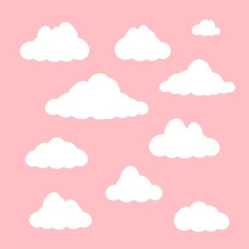 Vector clouds set isolated on pink background Stock Illustration