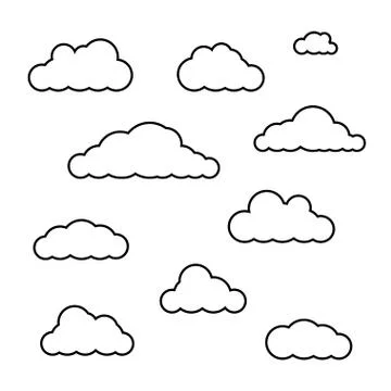 Vector clouds shapes set isolated on white background Illustrazione stock