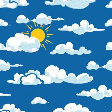 Vector clouds weather seamless pattern イラスト素材