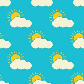 Vector clouds weather seamless pattern 库存插图