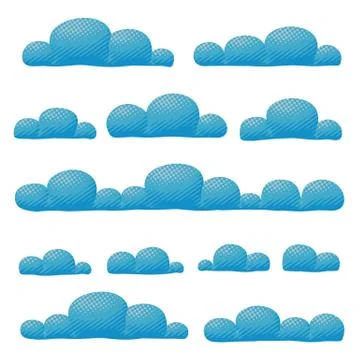 Vector cloudy overcast sky panorama collection Stock Illustration