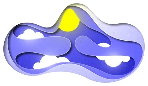 Vector cloudy sky in paper art style Stock Illustration