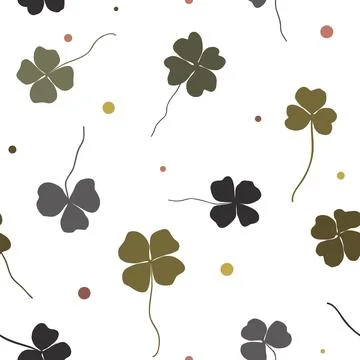 Vector clover seamless vector pattern. Shamrock doodle hand draw leaves for St Stock Illustration