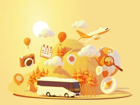 Vector coach bus travelling Illustrazione stock