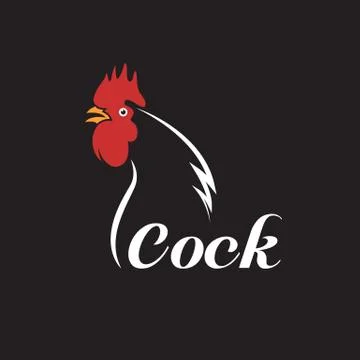 Vector of a cock head on black background. Farm Animals. Stock Illustration