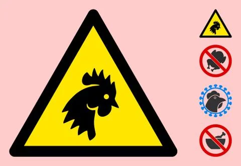 Vector Cock Warning Triangle Sign Icon Illustration
