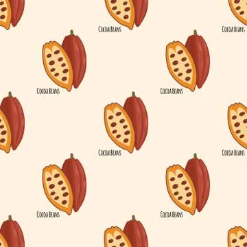 Vector cocoa beans seamless vector pattern background 库存插图
