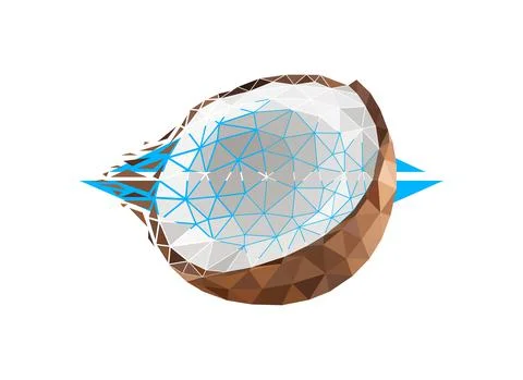 Vector coconut in low poly style Stock Illustration