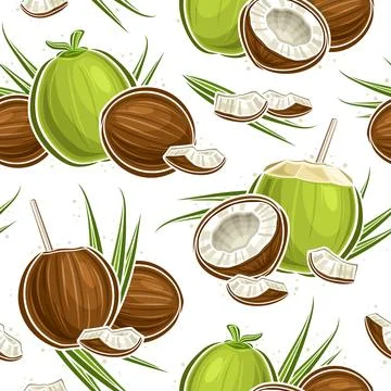 Vector Coconut Seamless Pattern Illustrazione stock