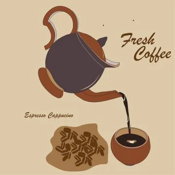 Vector with coconut shells for your business brand and coffee shop. Stock Illustration