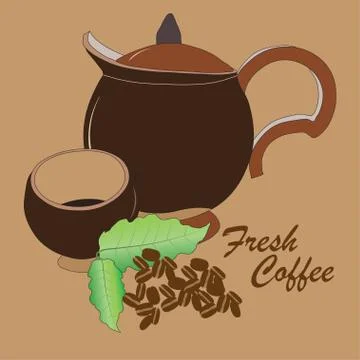 Vector with coconut shells for your business brand and coffee shop. Stock Illustration