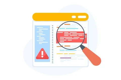 Vector of code inspection and debugging イラスト素材