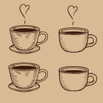 Vector coffe or tea cups Stock Illustration