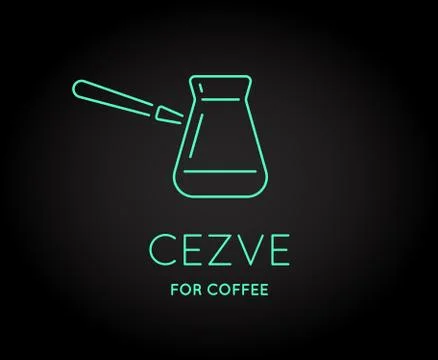 Vector Coffee Accessories Icon with Letter Sign can be used as Logotype Stock Illustration