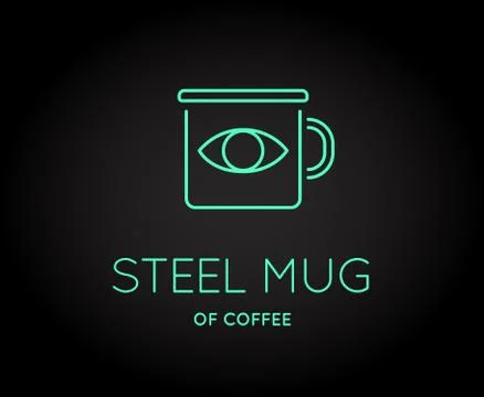 Vector Coffee Accessories Icon with Letter Sign can be used as Logotype Stock Illustration