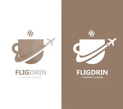 Vector of coffee and airplane logo combination. Drink and travel symbol or icon Stock Illustration