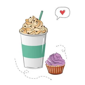 Vector coffee and cupcake for your ideas Stock Illustration