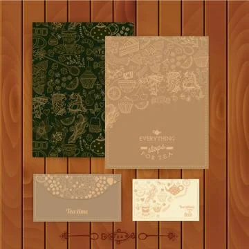 Vector coffee and tea branding design. set of floral cards. sweet pattern. co Stockillustratie