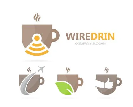 Vector of coffee and wifi logo combination. Drink and signal symbol or icon Stock Illustration