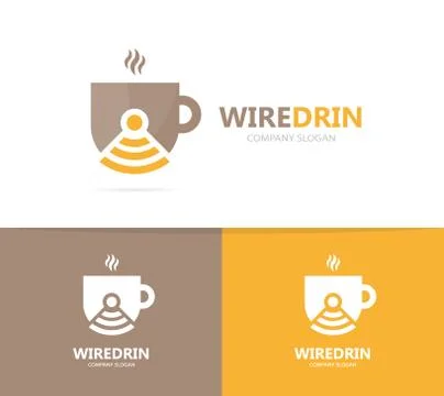 Vector of coffee and wifi logo combination. Drink and signal symbol or icon Stock Illustration