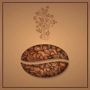 Vector coffee background with floral pattern elements. Template for card or m Stock Illustration