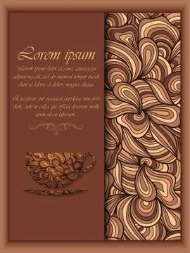 Vector coffee background with floral pattern elements. eps10 Stock Illustration
