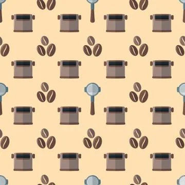 Vector coffee barista seamless pattern. Stock Illustration