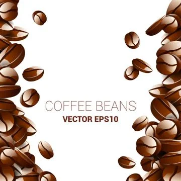 Vector coffee beans background collection with white area for copy space 库存插图