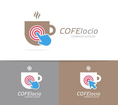 Vector coffee cup and click logo combination. Cafe and cursor symbol or icon イラスト素材