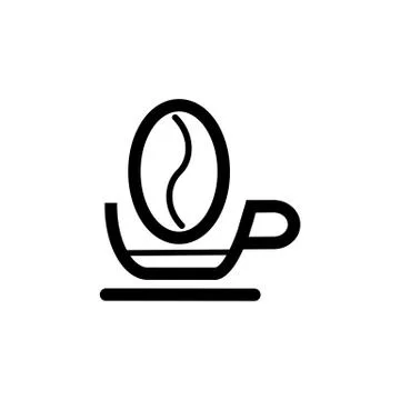 Vector coffee cup and coffee grain inside on white background. 스톡 일러스트