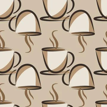 Vector Coffee cup background seamless design print Stock Illustration