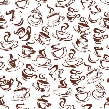 Vector coffee cup seamless pattern background Stockillustratie