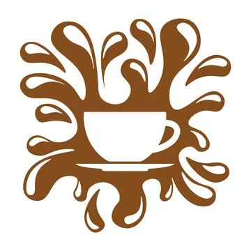 Vector coffee cup with splashes of spilled coffee Stock Illustration