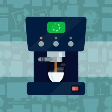 Vector coffee expresso maker machine caffeine modern drink kitchen appliance Stock Illustration