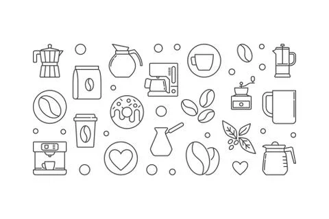 Vector coffee house horizontal banner or illustration Stock Illustration