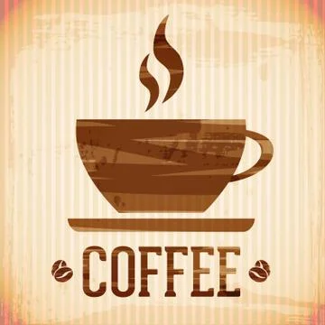 Vector coffee icon, brush stroke style Stock Illustration
