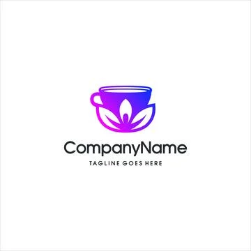 Vector coffee logo on which an elegant image of three leaves. Stock Illustration