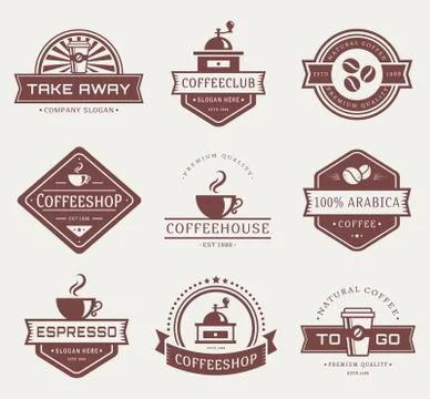 Vector coffee logos. Illustrazione stock