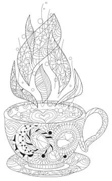 Vector coffee or tea cup with abstract ornaments. Ilustração Stock