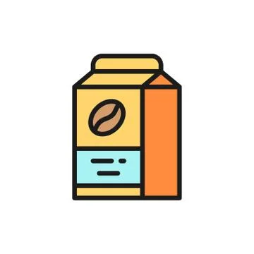 Vector coffee package, food packaging flat color line icon. Stock Illustration
