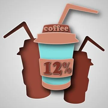 Vector coffee in paper art style Stock Illustration