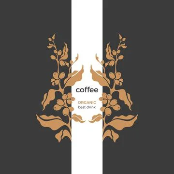 Vector coffee plant. Art frame, simple symbol Stock Illustration