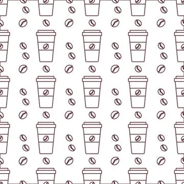 Vector coffee seamless pattern Take away paper cup Illustrazione stock