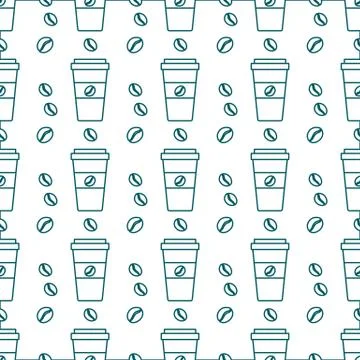 Vector coffee seamless pattern Take away paper cup 스톡 일러스트