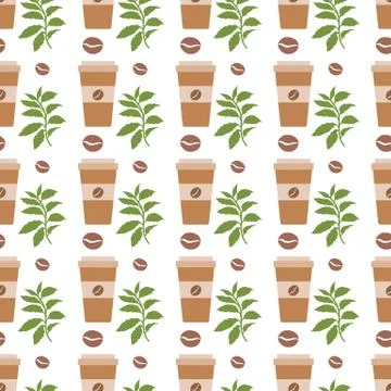 Vector coffee seamless pattern Take away paper cup Stock Illustration